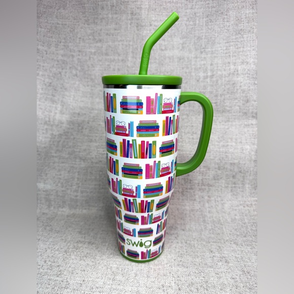 Swig Life “Book Club” 40 oz mega mug New without tags Bookworm Green white multi - Picture 1 of 5